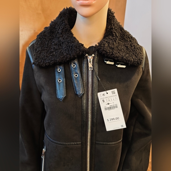 ❤️ LAST size S ZARA LONG FAUX SUEDE COAT - Picture 2 of 14